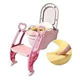 QDY-Chaises percées Chaise de Commode de siège de Toilette médicale pour Enfants âgés de 1 à 8 Ans/Échelle de Toilette réglable en Hauteur en matériau PP respectueux de l'environnement (Rose et Bleu)