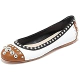  Prada 8438I Scarpe Donna Ballerina Shoes Women Marrone Panna Nero [36.5]