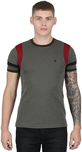 Luke 1977 Mens Probe Crew Neck Contrast Short Sleeve T-Shirt Top (XL, Khaki Mix)