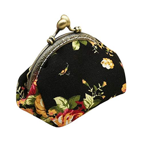Wallet for Women,OUICE Women Lady Retro Vintage Flower Small Wallet Hasp Purse Clutch Bag (Free, Black)