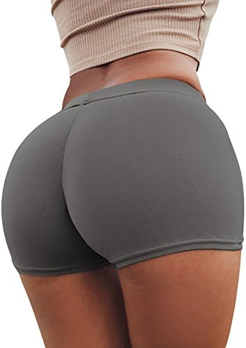 WmcyWell Women Underwear Fitness High Stretch Butt Lifter Panties Short Leggings Gray M