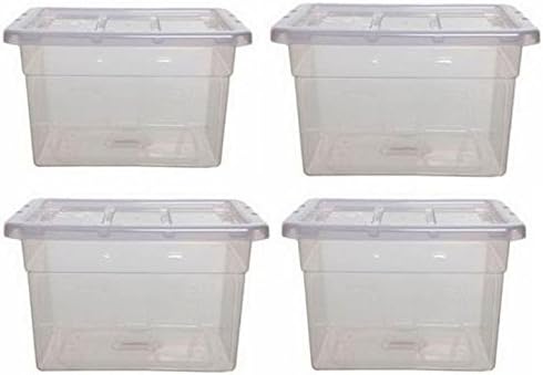 40cm Spacemaster Maxi Clear 20 Litre Storage Box with Lid - 40 x 33 x 25 (4 BOX WITH LID)