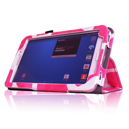 Fintie Samsung Galaxy Tab 3 7.0 (7 Zoll) SM-T210 SM-T211 Hülle Case – Slim Fit Folio Bookstyle Kunstleder Schutzhülle Cover Tasche mit Ständerfunktion und Stylus-Halterung, Giraffe Pink - 4