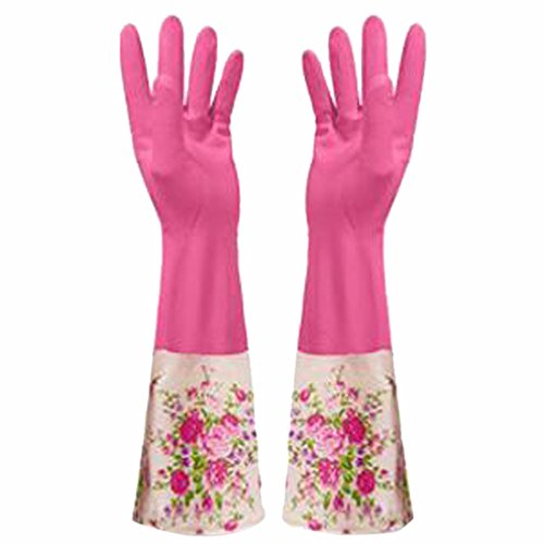 Preisvergleich Produktbild JYE 42cm lang Grosse Damen Kueche-Waesche-Teller Reinigung Gummihaushaltshandschuhe