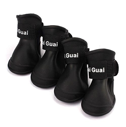 Sannysis Botas para Perros Impermeable Zapatos de Lluvia para Mascotas (Negro, XL)