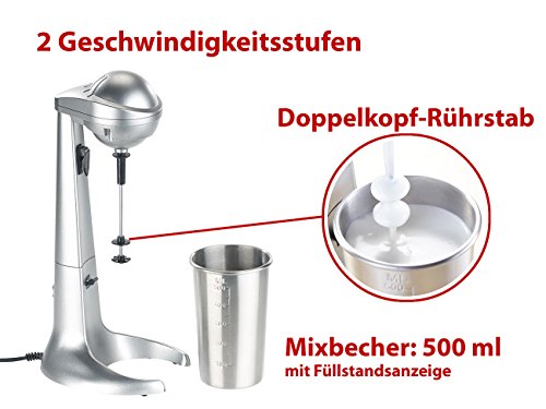 Rosenstein & Söhne Elektrischer Drink-Mixer mit Edelstahl-Becher, 100 Watt - 2