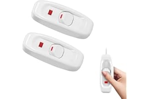 CYIOU 2Pcs Inline Switch Low Profile Torpedo Feed Through Switch Rocker Switch AC 250V 10A for Bedside Lamp Desk Table Light Electrical Cord (White)