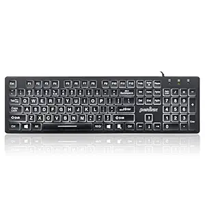 Perixx PERIBOARD-317 USB Wired Illuminated Keyboard - White LED Backlit - 17.32"x5.08"x1.06" Dimension