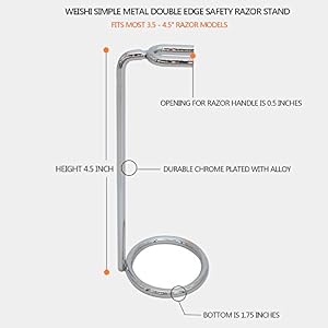 WEISHI Simple Metal Double Edge Long Safety Razor Stand Chrome - Image 3
