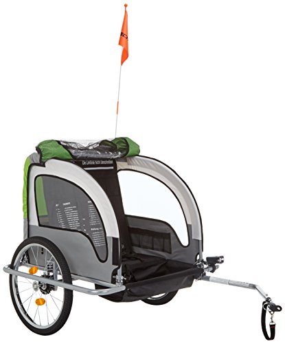Fischer Kinder Fahrradanhänger KOMFORT mit Federung TÜV/GS geprüft, grün/anthrazit, 86388 - 2