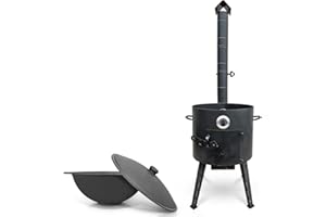 ‎ZARENHOFF Utschak Uchag Feuerofen Ø 40 cm 2 mm Stahl mit Usbekische Kazan 12 L flacher Boden Казан Учаг Kasan Asia (Set 1)