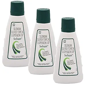 Selsun Suspension Anti Dandruff Shampoo, Clears away dandruff flakes, Relieves from excessive oil, Relieves from dandruff related itching (Pack of 3, 60ml)