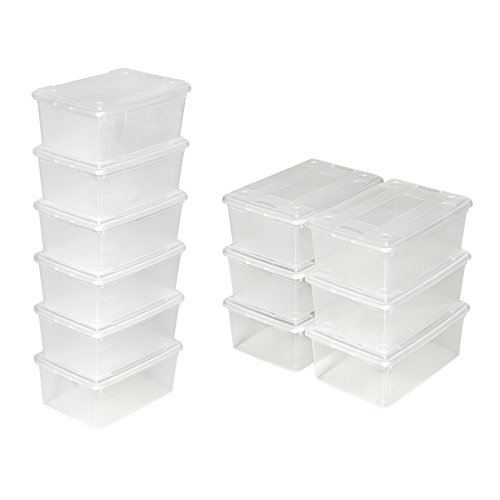TecTake 2x 6er Set (12 Stück) Schuhbox mit Deckel stapelbar transparent 33x23x12cm Aufbewahrungsbox Kunststoffbox - 3