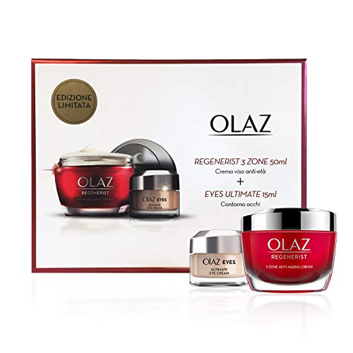 Olaz Regenerist Cofanetto Regalo, Crema Viso Antirughe Giorno, 50ml e Ultimate Eyes Crema Contorno Occhi, 15 ml, Idea Regalo Natale