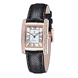 Damenuhren, Quadratische Diamanten Bangle Einzigartiges Design, Fashion Ladies Es Armband Quarz Handgelenk Watche mit Stahlband (Rot, Schwarz, Weiß),C