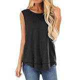 Yvelands Damen Weste Unterhemd Tops ärmellose T-Shirts Lässige Sommer genähte Blusen Tank top(Schwarz,S)