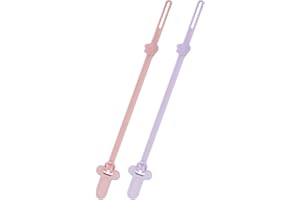 BEBOAN Silikon Schnullerkette für Mädchen, 2 Stück BPA-Frei Weiches Baby Schnullerkette Set mit Verschluss für Beißspielzeug Babyparty(Rosa Violett)