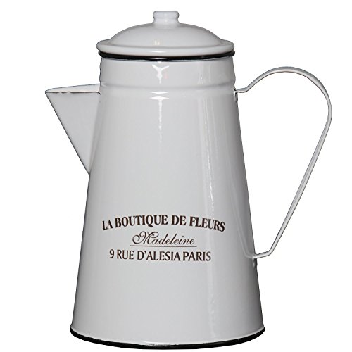 détail Supernova decoracion-cafetera métal émaillé blanc _ medidas-11 x 15 x 22 cm
