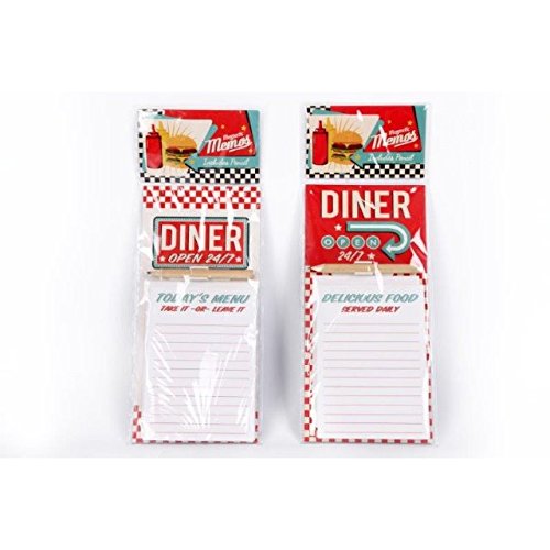 Retro Diner OPEN 24/7 Design Magnetic Memo Pad & Bleistift Kühlschrank Magnet Einkaufsliste