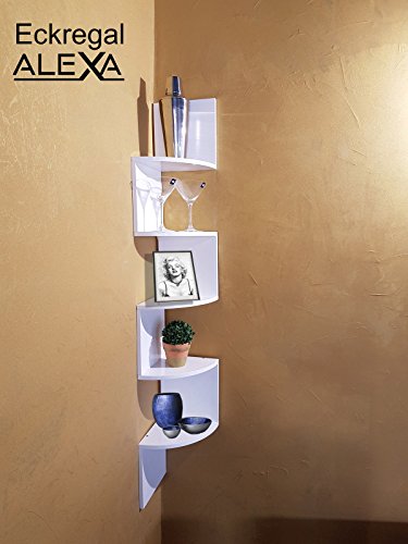 Hochglanz Eckregal Alexa (Hochglanz Weiß) - 3