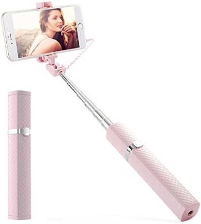 BLUBOO S3 Selfie Sticks One-Piece U-Shape Wired Handheld Monopod for Most Other Smartphones of IOS and Android System [Pink]