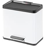 Hailo Trento Öko - Cubo de reciclaje doble, de chapa de acero, 19 + 11 l, color blanco