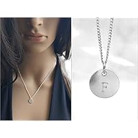 Gravur Buchstaben-Anhänger, Silberkette, 925 Sterlingsilber, Kleiner Runder Anhänger, Initial