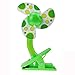Produktbild Vaycally Cute Portable Mini Baby USB und Batterie Dual-Verwenden Clip-on Stroller Fan Clip Lüfter Tischventilator für Trolley Ventilator Kinderbett Kinderwagen (Grün)