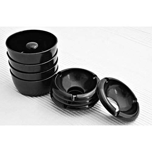 Aschenbecher Ascher aus Kunststoff – 3 Stück – Farbe: Schwarz – Durchmesser 10,0 cm – einfach – cool – günstig - 5