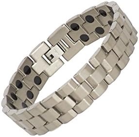 Mens Double Strength – Pure Titanium Magnetic Bracelet. for Relief of Golfers Elbow, Anxiety, Blood Circulation, Carpel Tunnel, RSI, Arthritis, Joint Muscle Pain, Rheumatism