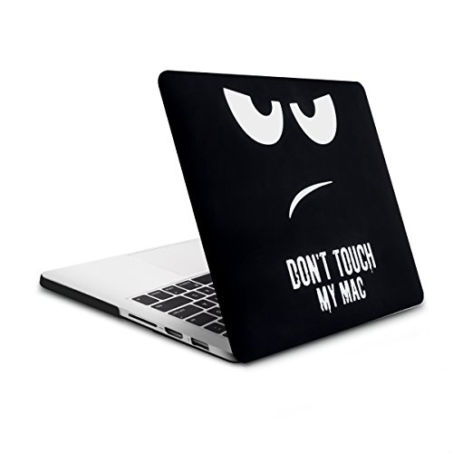 kwmobile Hardcase Laptop Hülle für Apple MacBook Pro Retina 13″ (ab Ende 2012) – Don’t touch my Mac Design Weiß Schwarz dünne gummierte Schutzhülle Cover Case Tasche - 5
