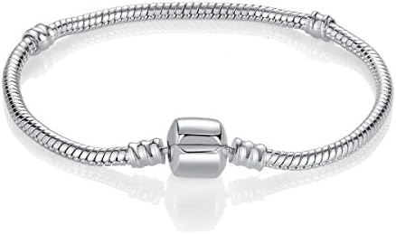 WAYA Silver Color Plated Charm Bracelets Snake Chain Bangle Fit DIY Charms Bead Bracelet Women Fashion Jewelry 21CM