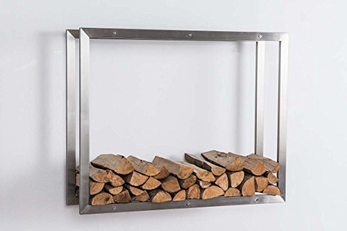 CLP exklusiver Kaminholzständer KERI für die Wand, rostfreier & robuster Edelstahl, bis zu 8 Größen wählbar 25 x 100 x 150 cm - 3
