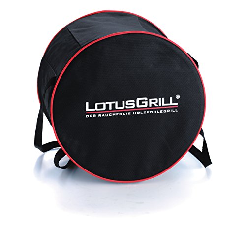 LotusGrill Starter-Set 1x LotusGrill Feuerrot 1x Buchenholzkohle 1kg, 1x Brennpaste 200ml, 1x LotusGrill Grillzange Feuerrot, 1 x Grillsauce Spezial LotusGrill,1x Transport-Tragetasche – Der rauchfreie Holzkohlegrill / Tischgrill Ausschließlich neueste Technik! (Feuerrot) - 6