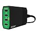 Tukzer 30W 4 Ports USB Desktop Charging Station Home Wall Charger, USB Charging Hub (Green Black) RS.1149.00