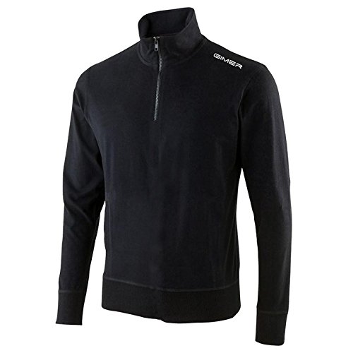 GIMER 2/042, Maglia Pile Uomo con 1/2 Zip, Nero, XL