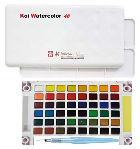 Sakura ESPACEBEAUXARTS Koi Acqua Colori Tasca Campo Sketch Box-48 Colori
