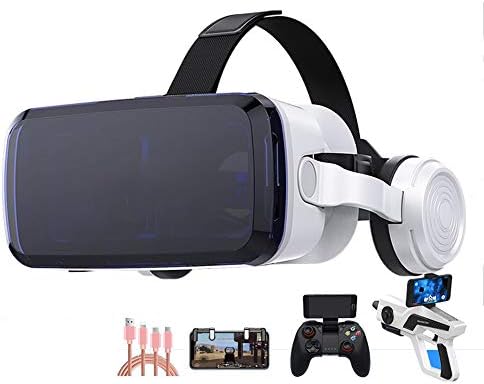 YANJINGYJ 3D VR glasses Head-mounted Virtual reality glasses, Support 3.5-6.0 inch iPhone/Android phone Bluetooth connection,Black,Package6