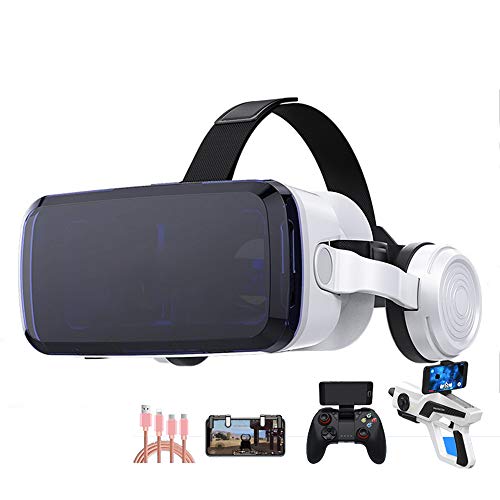 YANJINGYJ 3D VR glasses Head-mounted Virtual reality glasses, Support 3.5-6.0 inch iPhone/Android phone Bluetooth connection,Black,Package6