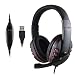Produktbild LESHP Leder USB Wired Stereo Mikrofon Kopfhörer Mic Headset für Sony PS3 PS4 PC Spiel