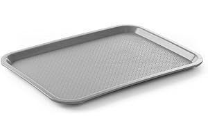 HENDI Bandeja de Servicio, Mediana, Rectangular, Multiusos, Bandeja para Servir Comida rápida, Bebidas, Fast Food, Bandeja de Cocina, 305x415x(H) 20mm, Gris, Polipropileno