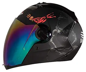 Steelbird SBA-2 MAHADEV Helmet in Matt with Chrome Rainbow Visor (Large 60 cm, Black with Grey)