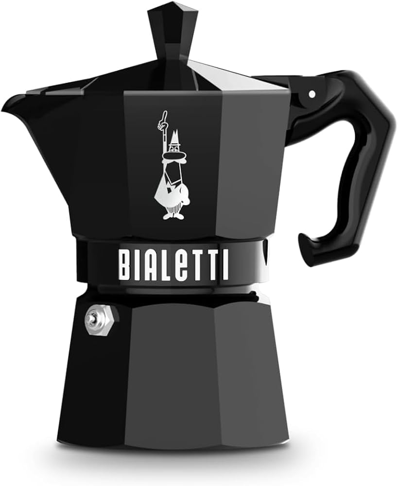 Bialetti - Moka Exclusive: 3 Cups Ocak Üstü Espresso Pişirici - 130ml - Siyah Renk - Alüminyum Gövde - Patentli Güvenlik Valfi - Tüm Ocak Türleri İçin Uygundur (İndüksiyon Hariç)