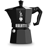 Bialetti - Moka Exclusive: 3 Cups Ocak &Uuml;st&uuml; Espresso Pişirici - 130ml - Siyah Renk - Al&uuml;minyum G&ouml;vde - Patentli G&uuml;venlik Valf