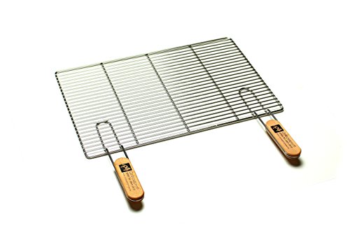 Edelstahl-Grillrost mit abnehmbaren Handgriffen 54 x 34 cm