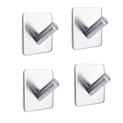 B-Redder 4pcs Edelstahl Selbstklebende Haken Heavy Duty Wandaufkleber Halter Kein Kratzer, wasserdicht und ölbeständig, Badezimmer Küche Wand Handtuch Haken und Decke Aufhänger