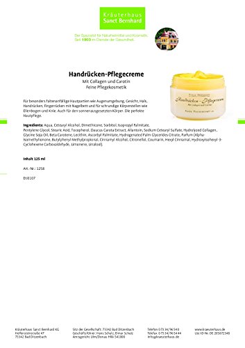 Sanct Bernhard Handrücken-Pflegecreme- 125 ml, 1er Pack (1 x 125 g) - 2