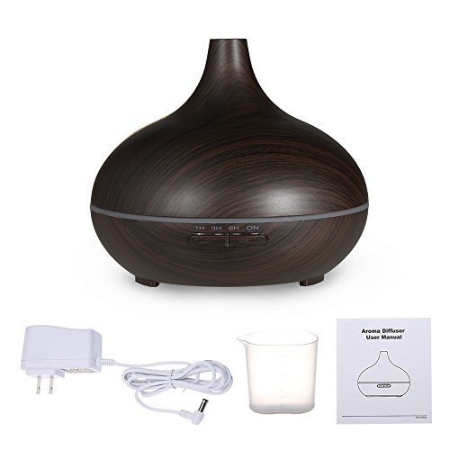 Euph 300ml Aroma Diffuser Ultraschall Luftbefeuchter Humidifier mit LED Farbwechsel,sicher und leise für Yoga Kinderzimmer Schlafzimmer Krankenhaus Toilette Büro usw.-Dunkelbraun - 7