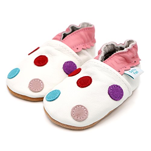Weiche Baby und Kleinkind Lederschuhe – Dotty Fish – Mädchen – Punkte-Design - 4