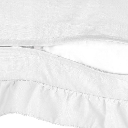 2-tlg. Bettwäsche Set Rüschen mit Reißverschluss aus 100% Baumwolle, Deckenbezug 135x200cm, Kissenbezug 80x80cm, Vintage-Stil (Weiß) - 4